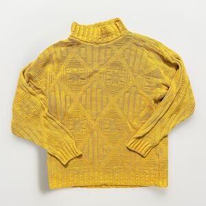 Vintage Red Camel Sweater Medium Yellow Geometric Knit Ramie Cotton Hong Kong